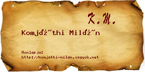 Komjáthi Milán névjegykártya